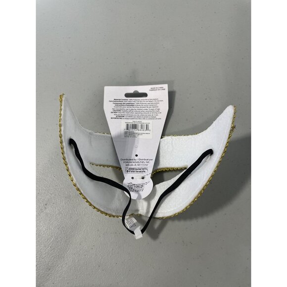 Venetian Decorative Mask Forum Novelties Elastic Strap White Gold Trim Party NEW - Picture 6 of 7